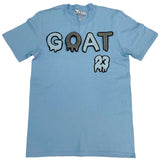 Men GOAT Baby Blue/Grey Chenille Crew Neck T-Shirts - Rawyalty Clothing