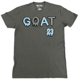 Men GOAT Baby Blue/Grey Chenille Crew Neck T-Shirts - Rawyalty Clothing