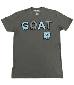 Men GOAT Baby Blue/Grey Chenille Crew Neck T-Shirts - Rawyalty Clothing