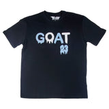 Men GOAT Baby Blue/White Chenille Crew Neck T-Shirts - Rawyalty Clothing