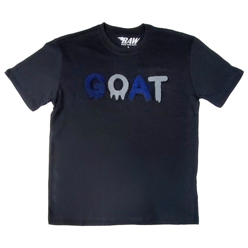 Men GOAT Navy/Grey Chenille Crew Neck T-Shirts - Rawyalty Clothing