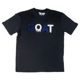 Men GOAT Navy/White Chenille Crew Neck T-Shirts - Rawyalty Clothing