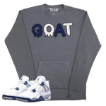 Men GOAT Navy/White Chenille Long Sleeve Shirts - Rawyalty Clothing