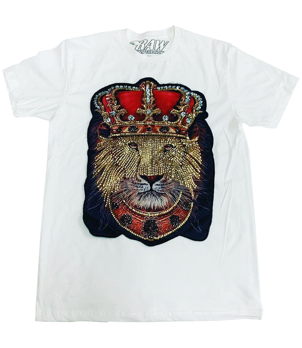 Men Lion Crown Hand Made Sequin Crew Neck - Rawyalty Clothing