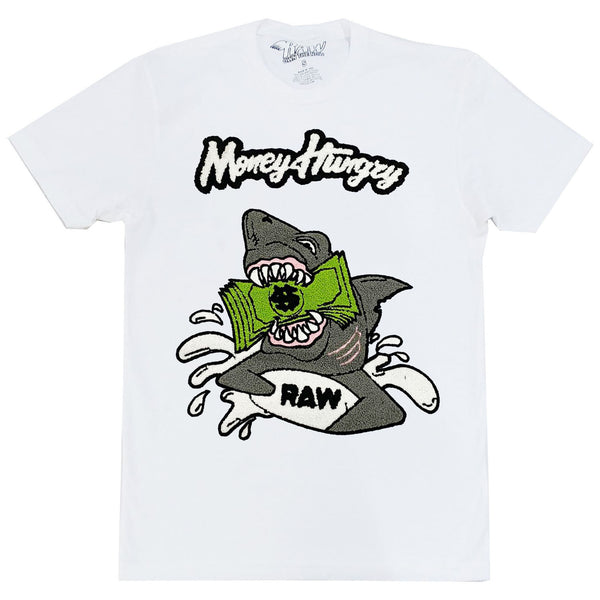 Men Money Hungry Chenille Crew Neck T-Shirts - Rawyalty Clothing