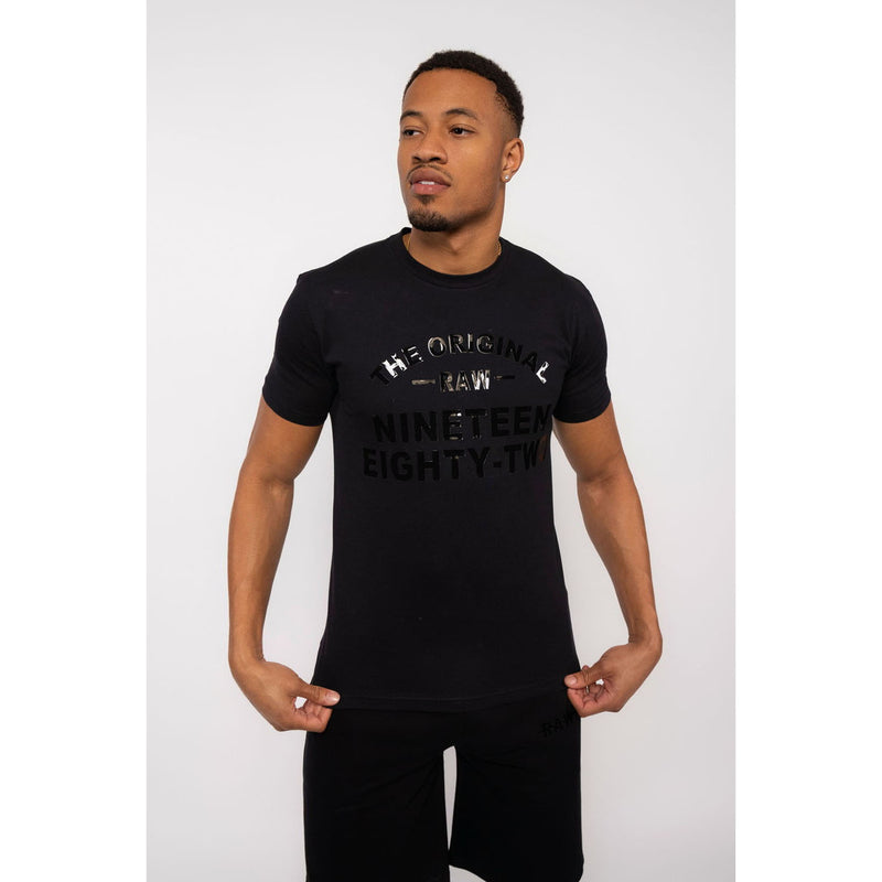 Men The Original -RAW- Black Silicone Crew Neck T-Shirts - Rawyalty Clothing