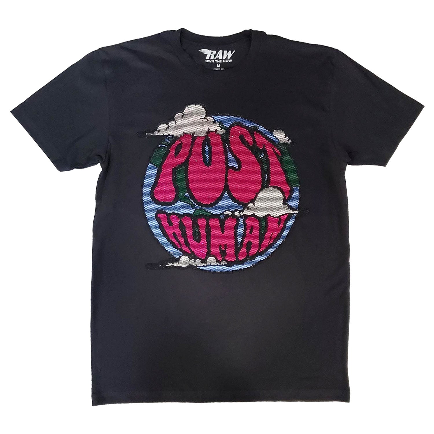 Men Post Human Vs The World Bling Crew Neck T-Shirts - Rawyalty Clothing