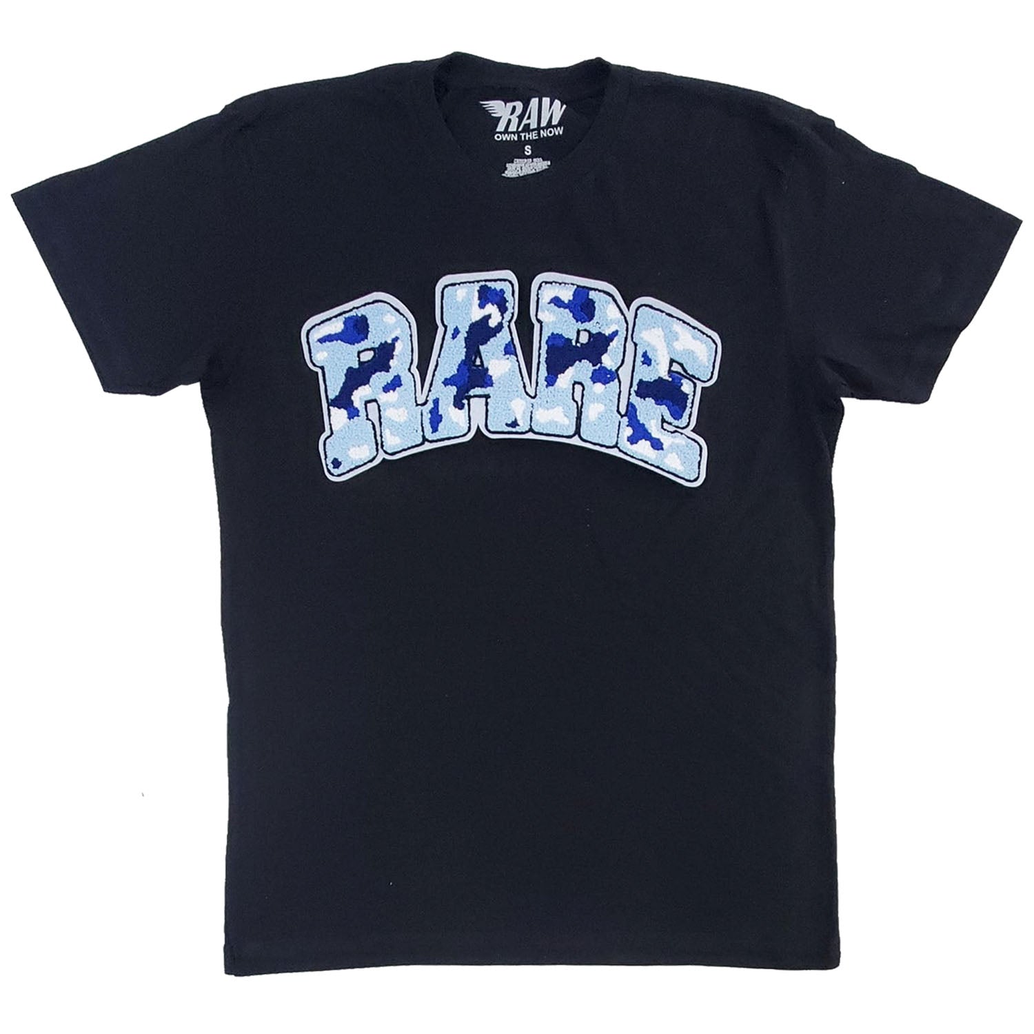 Men RARE Camo Blue Chenille Crew Neck T-Shirt - Rawyalty Clothing