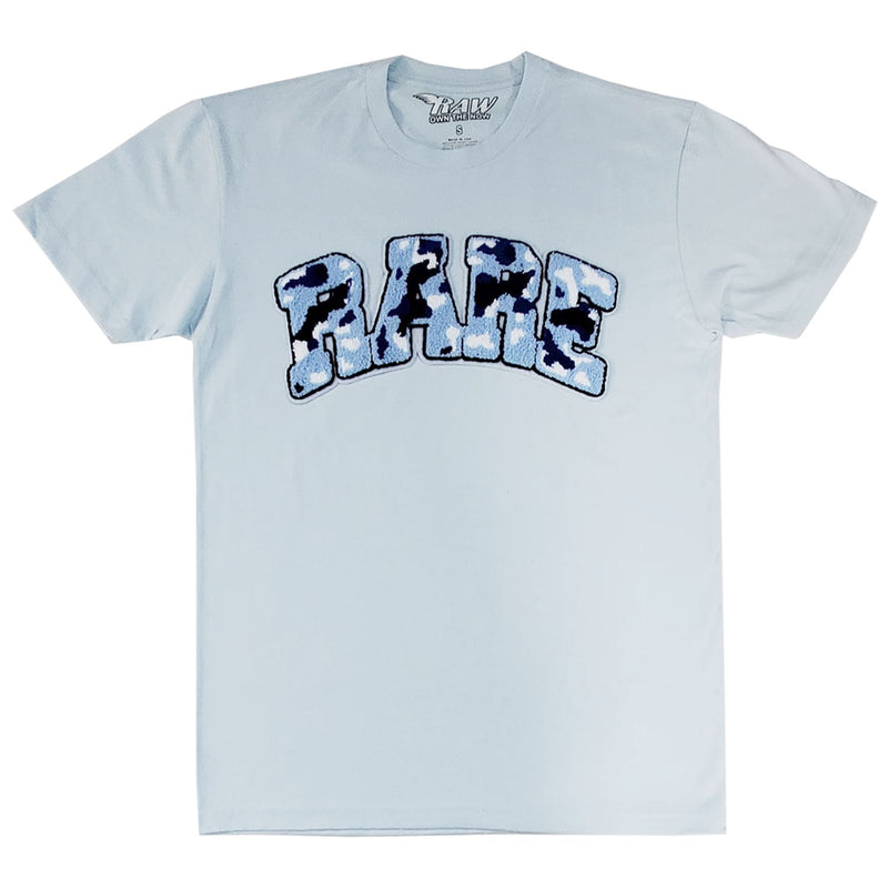 Men RARE Camo Blue Chenille Crew Neck T-Shirt - Rawyalty Clothing