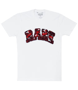 Men RARE Camo Red Chenille Crew Neck - White - Rawyalty Clothing