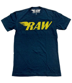 RAW Yellow Bling Crew Neck - Navy - Rawyalty Clothing