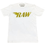 RAW Yellow Bling Crew Neck - White - Rawyalty Clothing