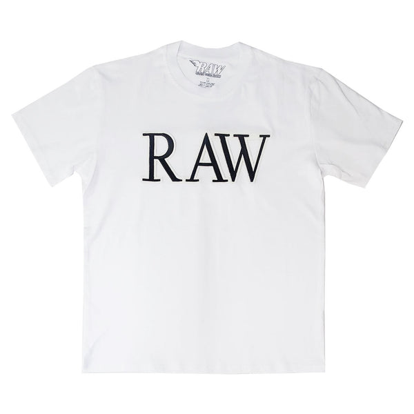 Men RAW 3D Black Chenille Crew Neck T-Shirts - Rawyalty Clothing