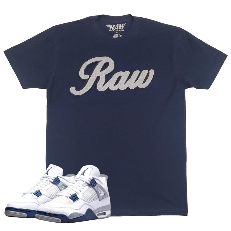 Men RAW Cursive Grey Chenille Crew Neck T-Shirts - Rawyalty Clothing