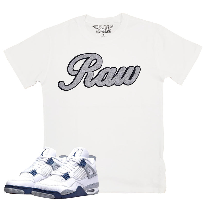 Men RAW Cursive Grey Chenille Crew Neck T-Shirts - Rawyalty Clothing