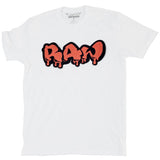 Men RAW Drip Tangerine Chenille Crew Neck - White - Rawyalty Clothing