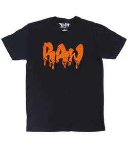 Men RAW Drip Orange Bling Crew Neck - Rawyalty Clothing