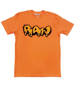 Men RAW Drip Orange Chenille Crew Neck - Orange - Rawyalty Clothing