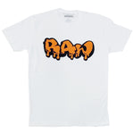 Men RAW Drip Orange Chenille Crew Neck - White - Rawyalty Clothing