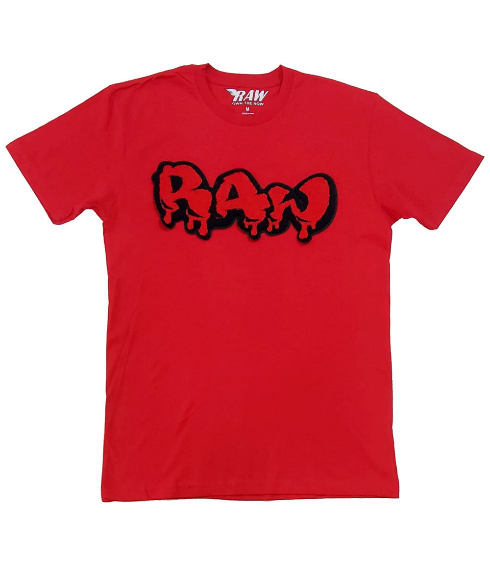 Men RAW Drip Red Chenille Crew Neck - Red - Rawyalty Clothing