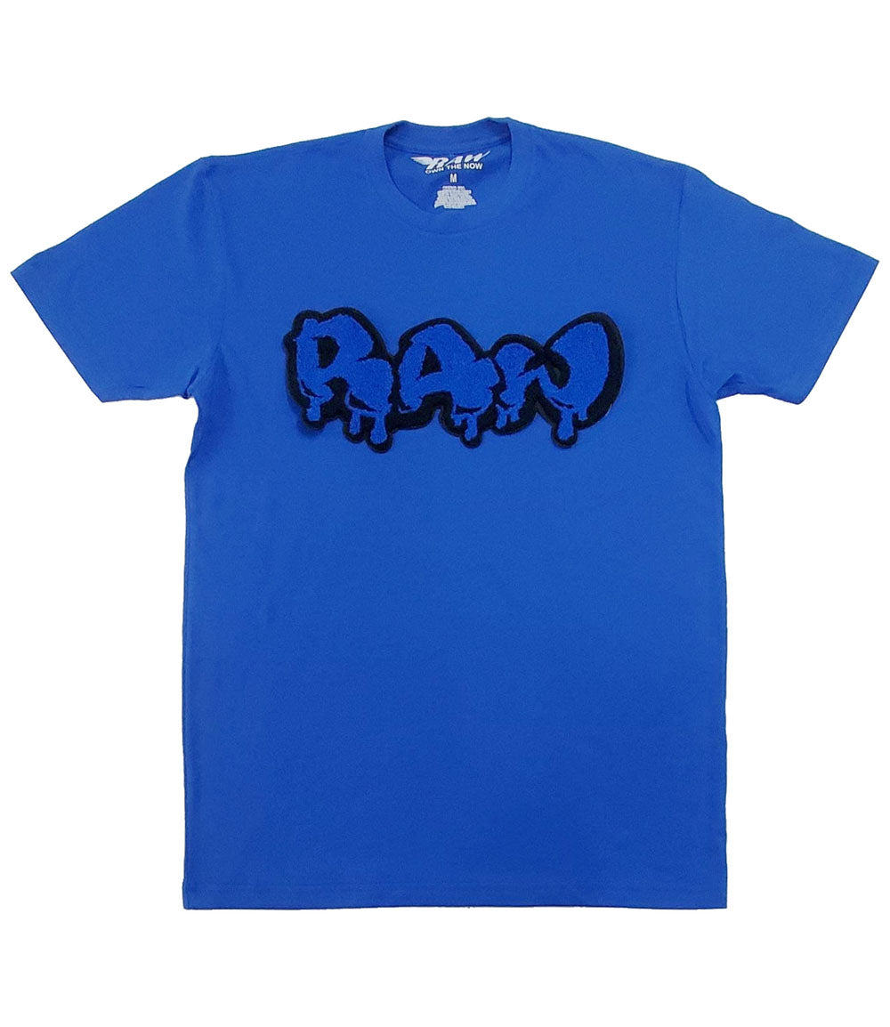 Men RAW Drip Royal Chenille Crew Neck - Royal - Rawyalty Clothing