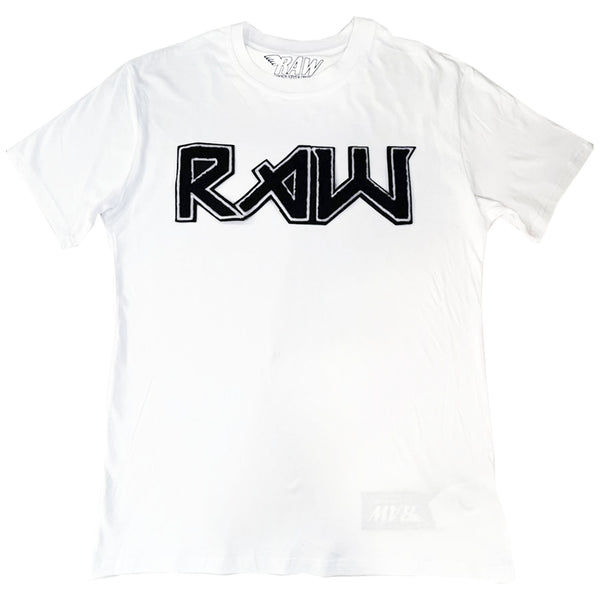 Men RAW Edition 1 Black Chenille Crew Neck T-Shirts - Rawyalty Clothing