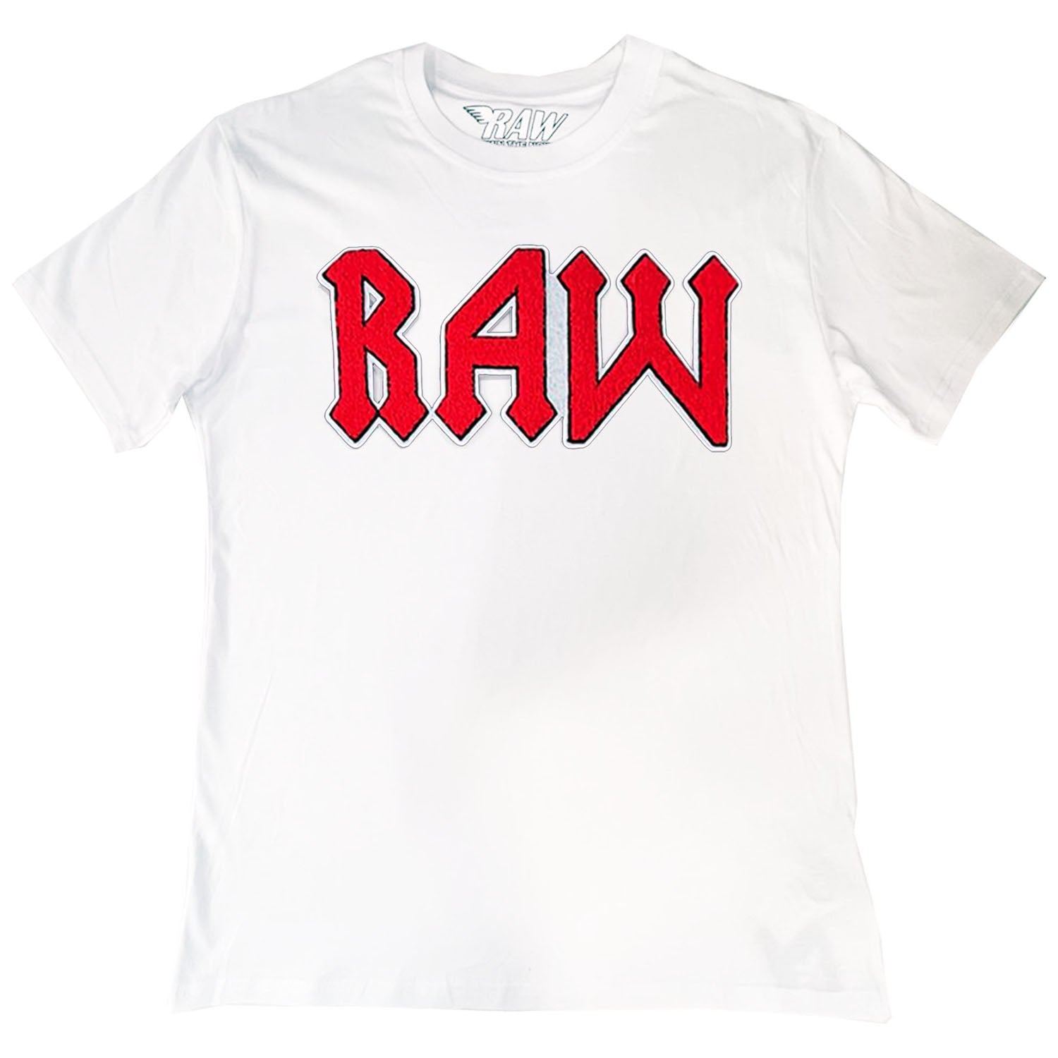 Men RAW Edition 3 Red Chenille Crew Neck T-Shirts - Rawyalty Clothing