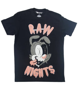 Men RAW Nights Peach Chenille Crew Neck - Black - Rawyalty Clothing