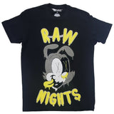 Men RAW Nights Yellow Chenille Crew Neck - Black - Rawyalty Clothing