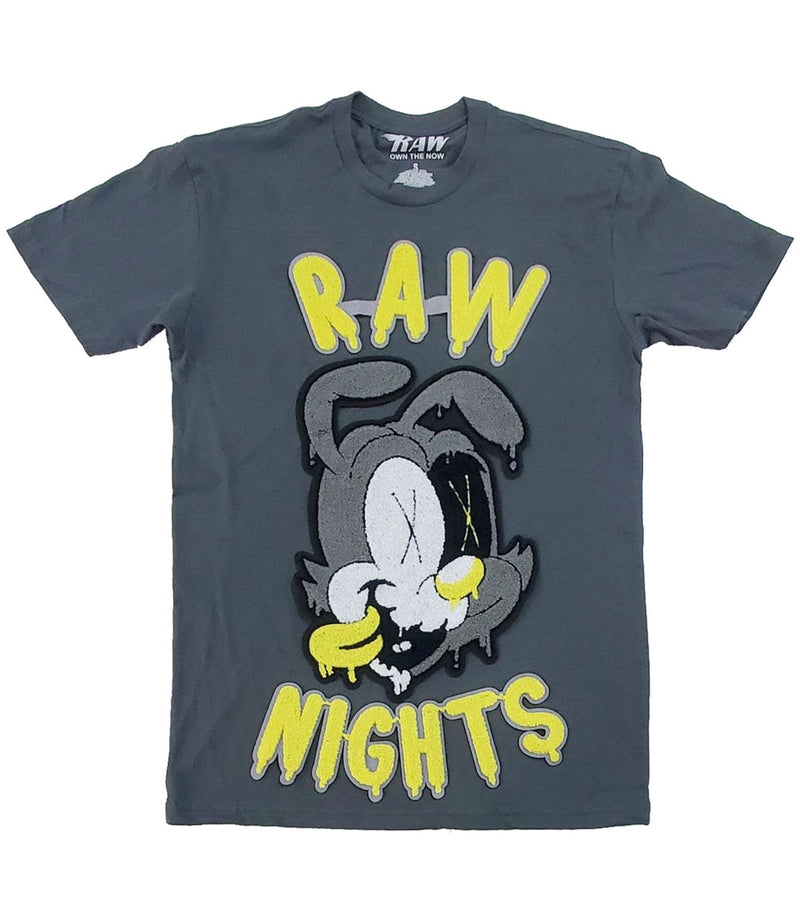 Men RAW Nights Yellow Chenille Crew Neck - Heavy Metal - Rawyalty Clothing