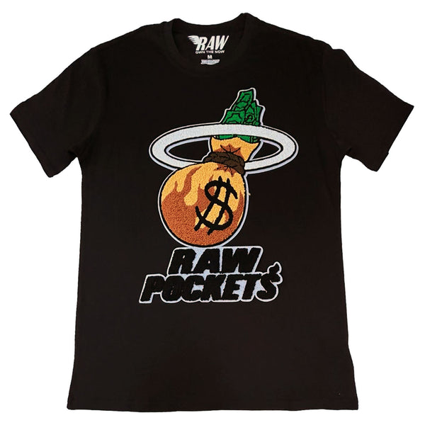 Men RAW Pockets Chenille Crew Neck T-Shirts - Rawyalty Clothing