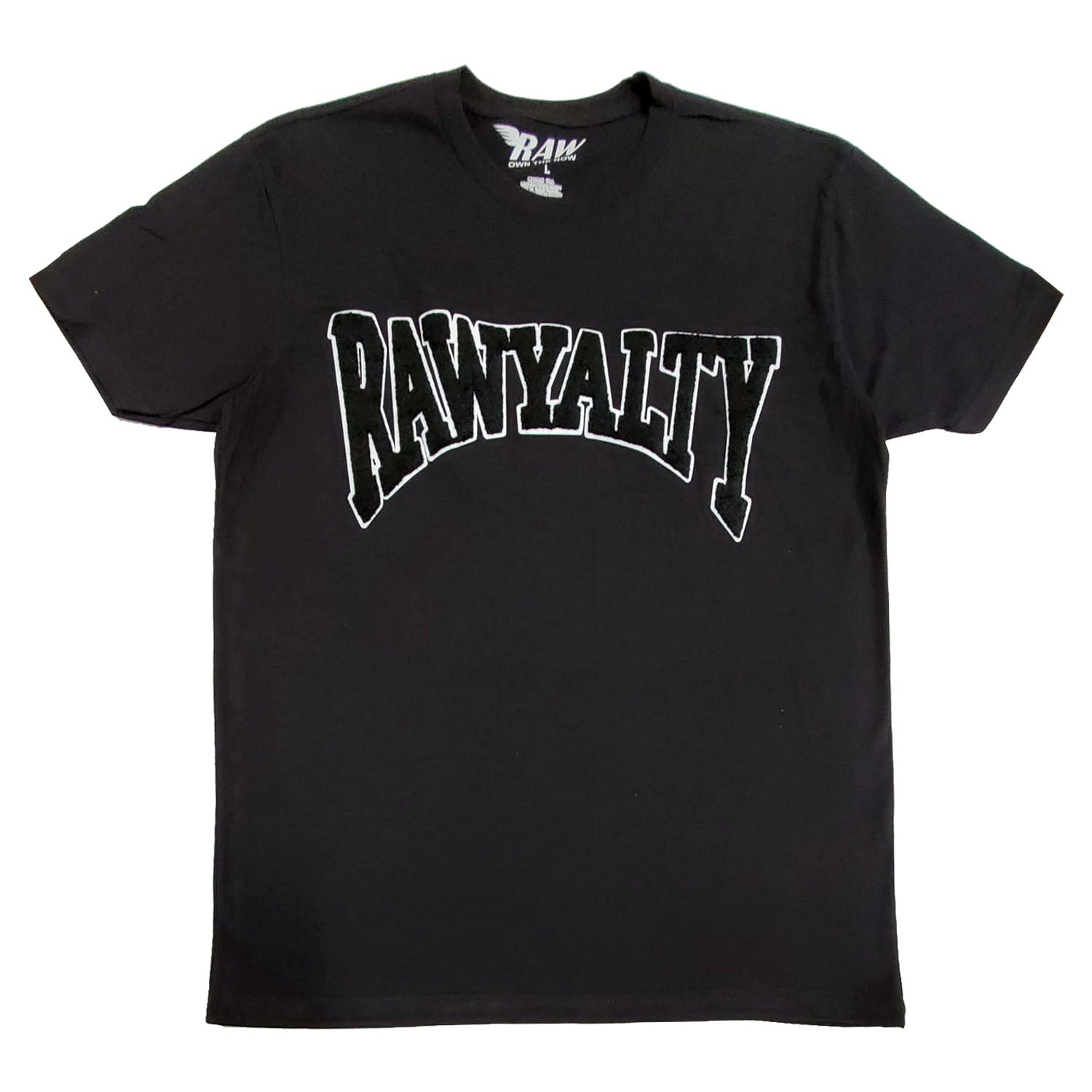 Men Rawyalty Black Chenille Crew Neck T-Shirts - Rawyalty Clothing