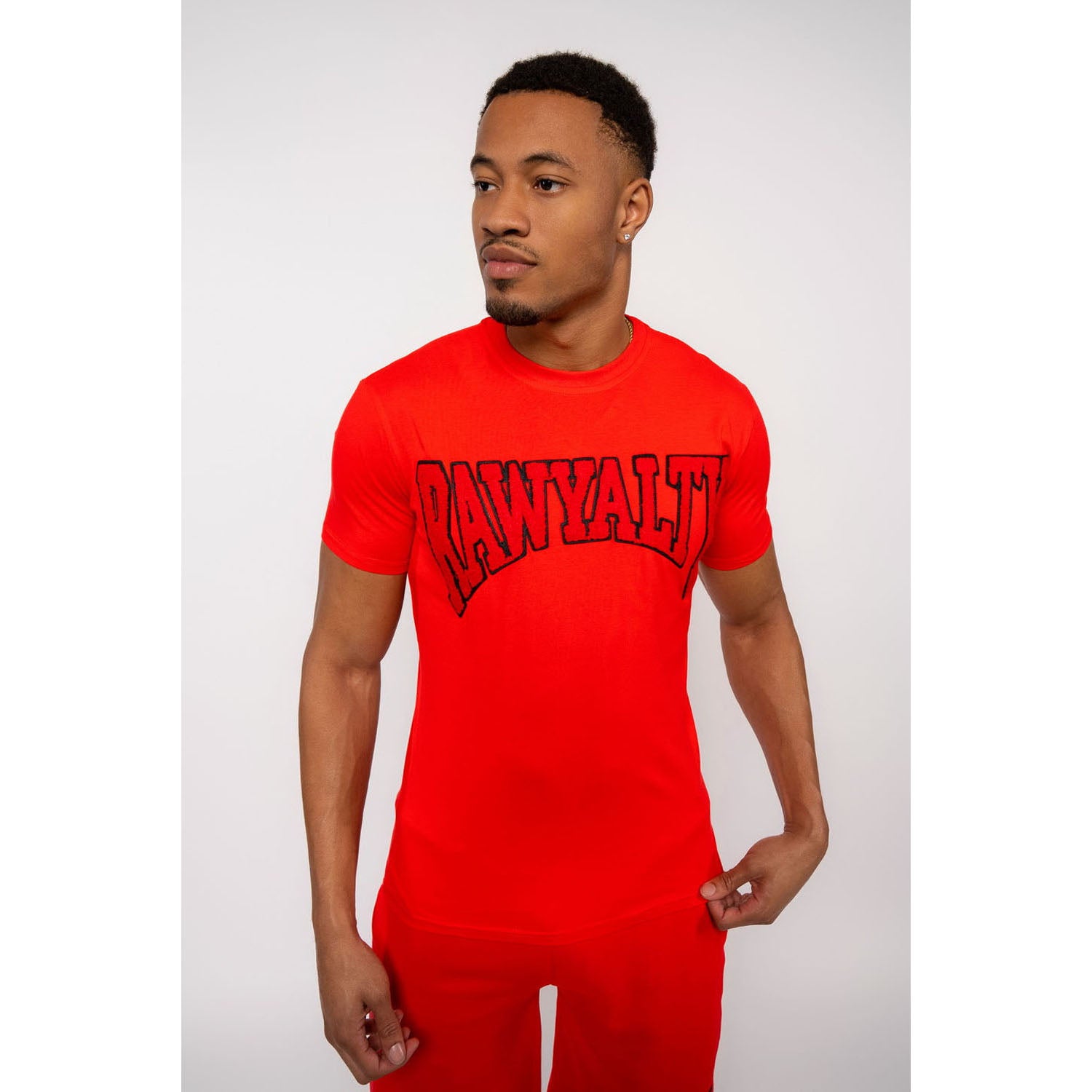 Men Rawyalty Red Chenille Crew Neck T-Shirts - Rawyalty Clothing