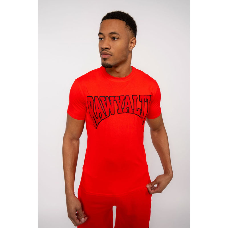 Men Rawyalty Red Chenille Crew Neck T-Shirts - Rawyalty Clothing