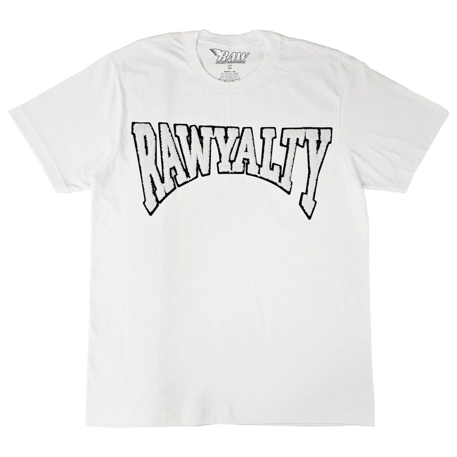 Men Rawyalty White Chenille Crew Neck T-Shirts - Rawyalty Clothing