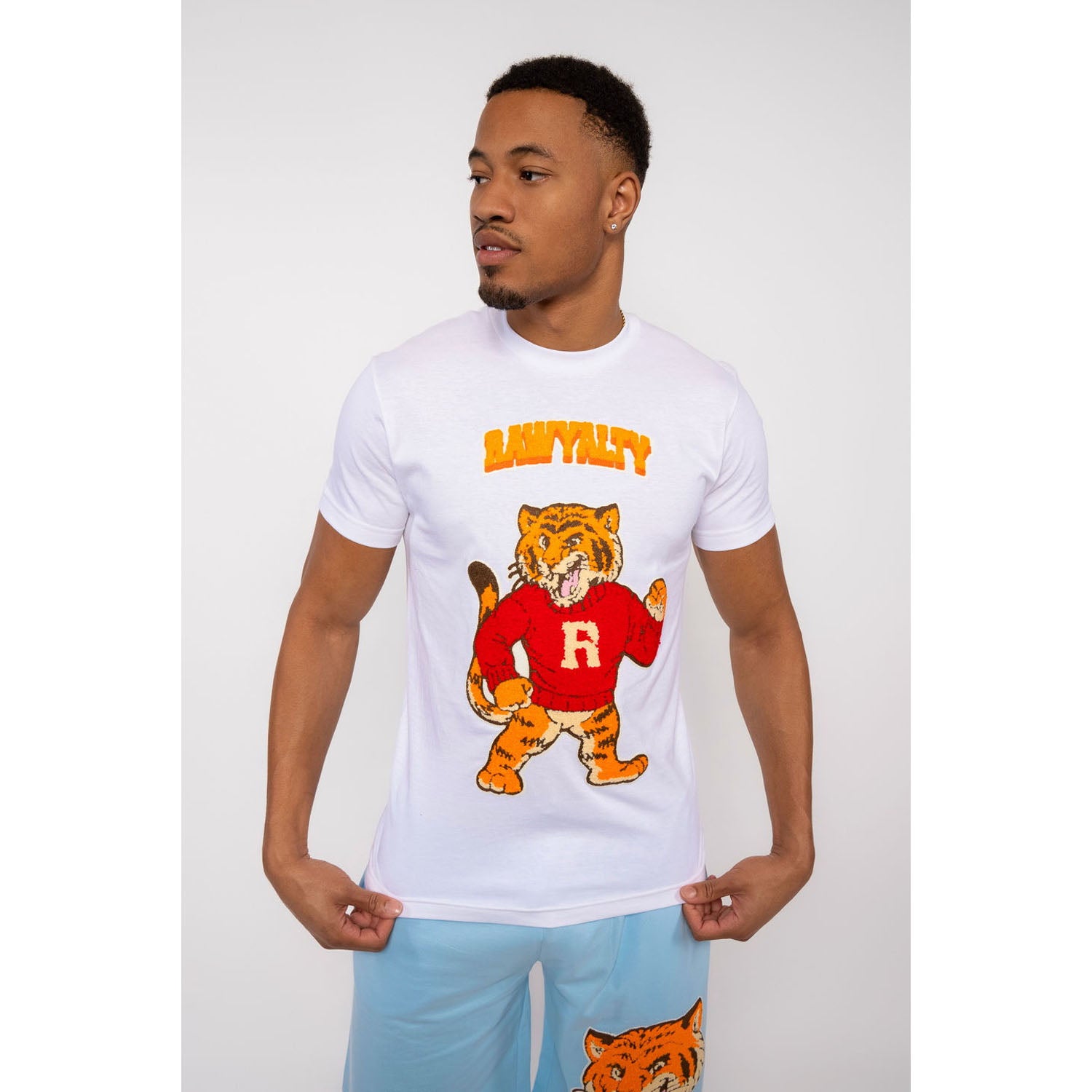 Men Rawyalty Tiger Chenille Crew Neck T-Shirts - Rawyalty Clothing