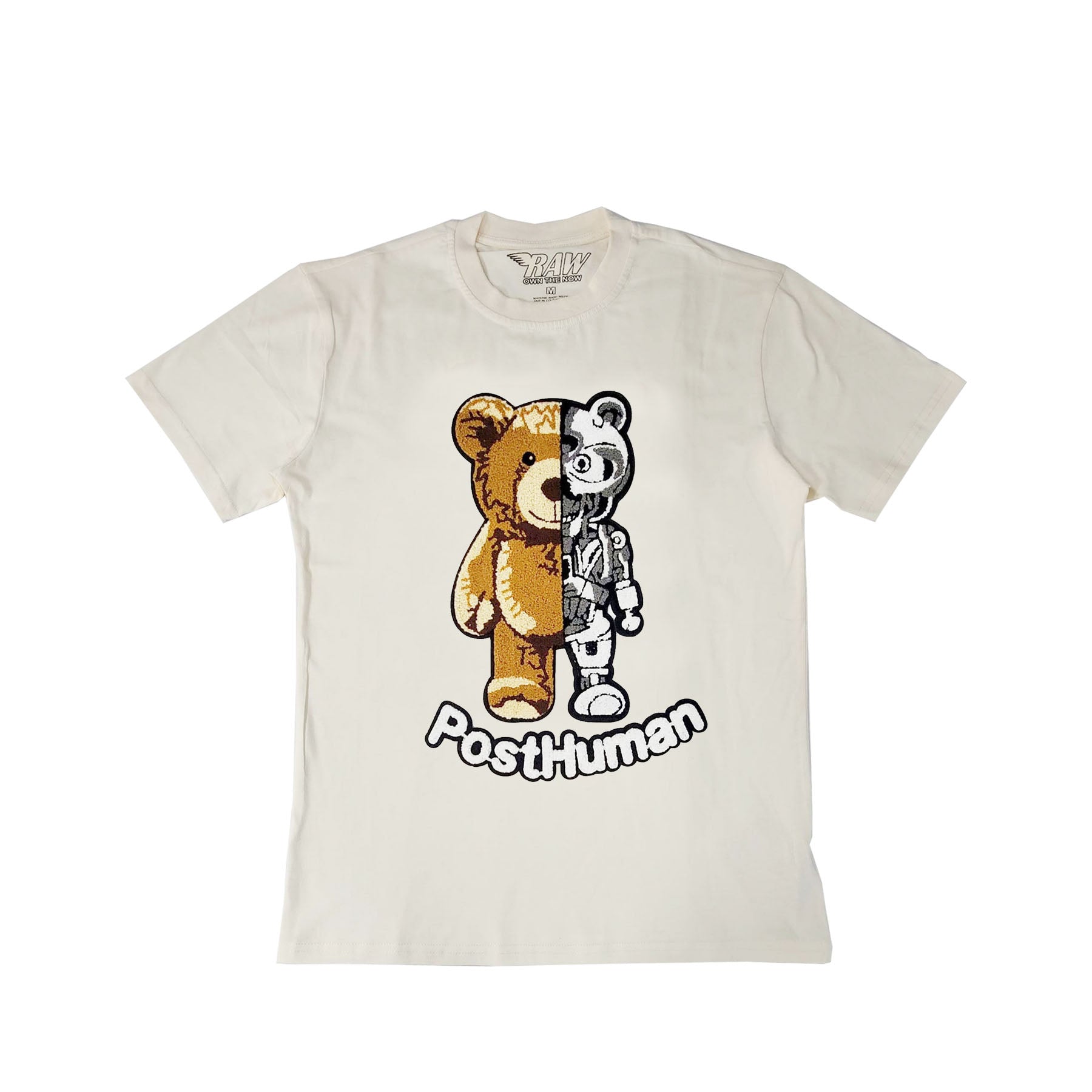 Men Teddy Robot Chenille Crew Neck T-Shirt - Rawyalty Clothing