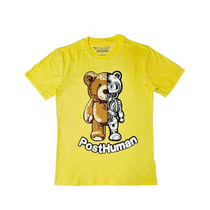 Men Teddy Robot Chenille Crew Neck T-Shirt - Rawyalty Clothing