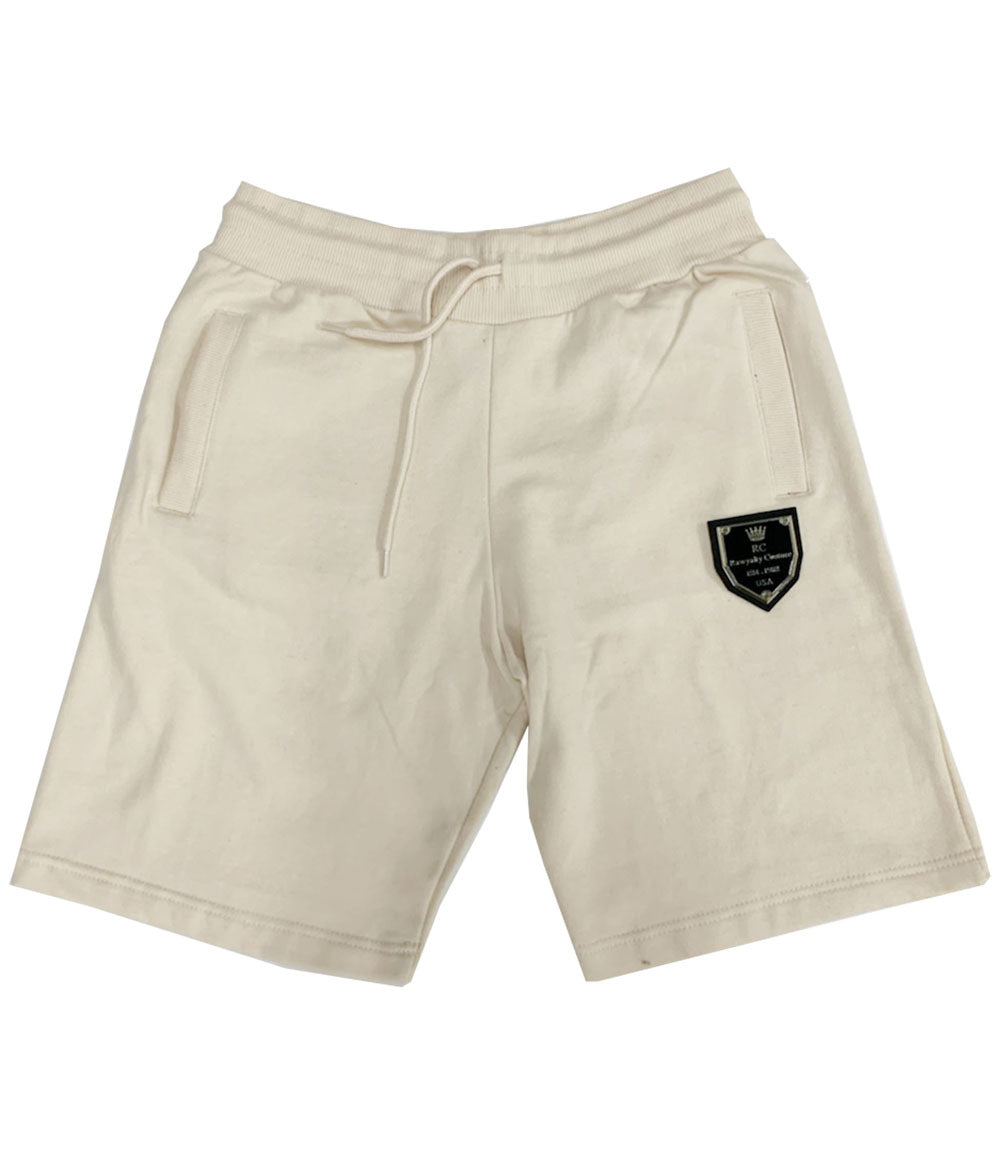 RC Badge Cotton Shorts - Cream - Rawyalty Clothing