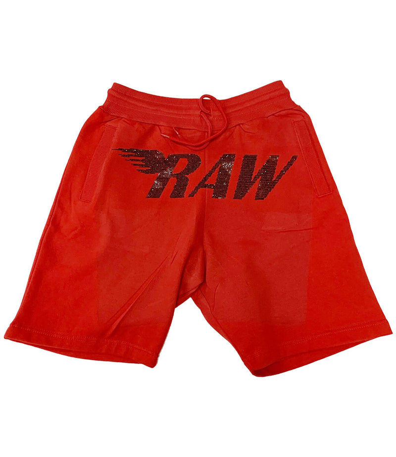 RAW Black Bling Cotton Shorts - Red - Rawyalty Clothing