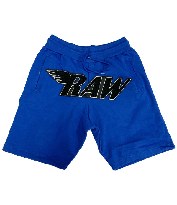 RAW Black Chenille Cotton Shorts - Royal - Rawyalty Clothing