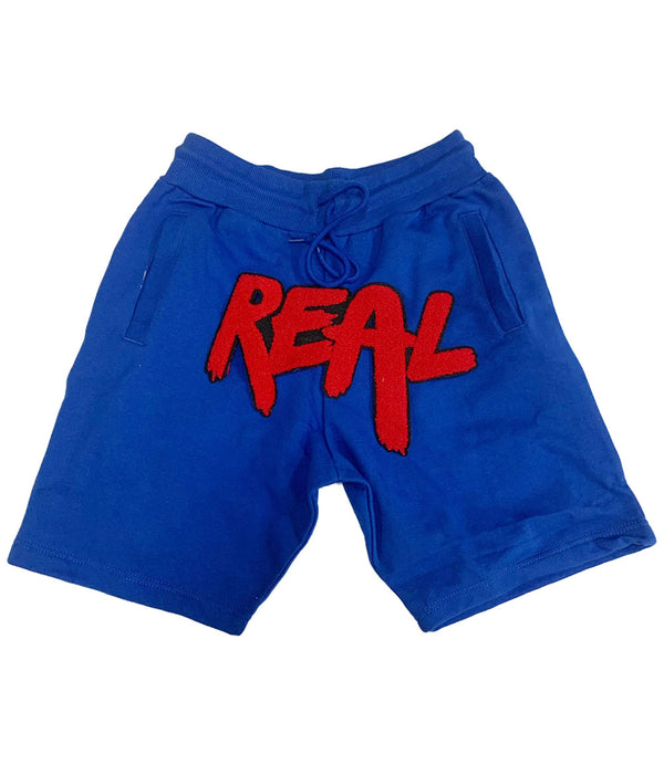 Men Real Red Chenille Cotton Shorts - Royal - Rawyalty Clothing