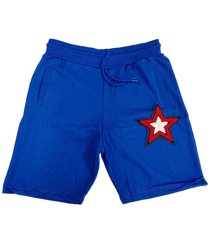 Star Chenille Cotton Shorts - Royal - Rawyalty Clothing
