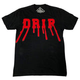 Men DRIP Red Chenille Patch Crew Neck - Black - Rawyalty Clothing
