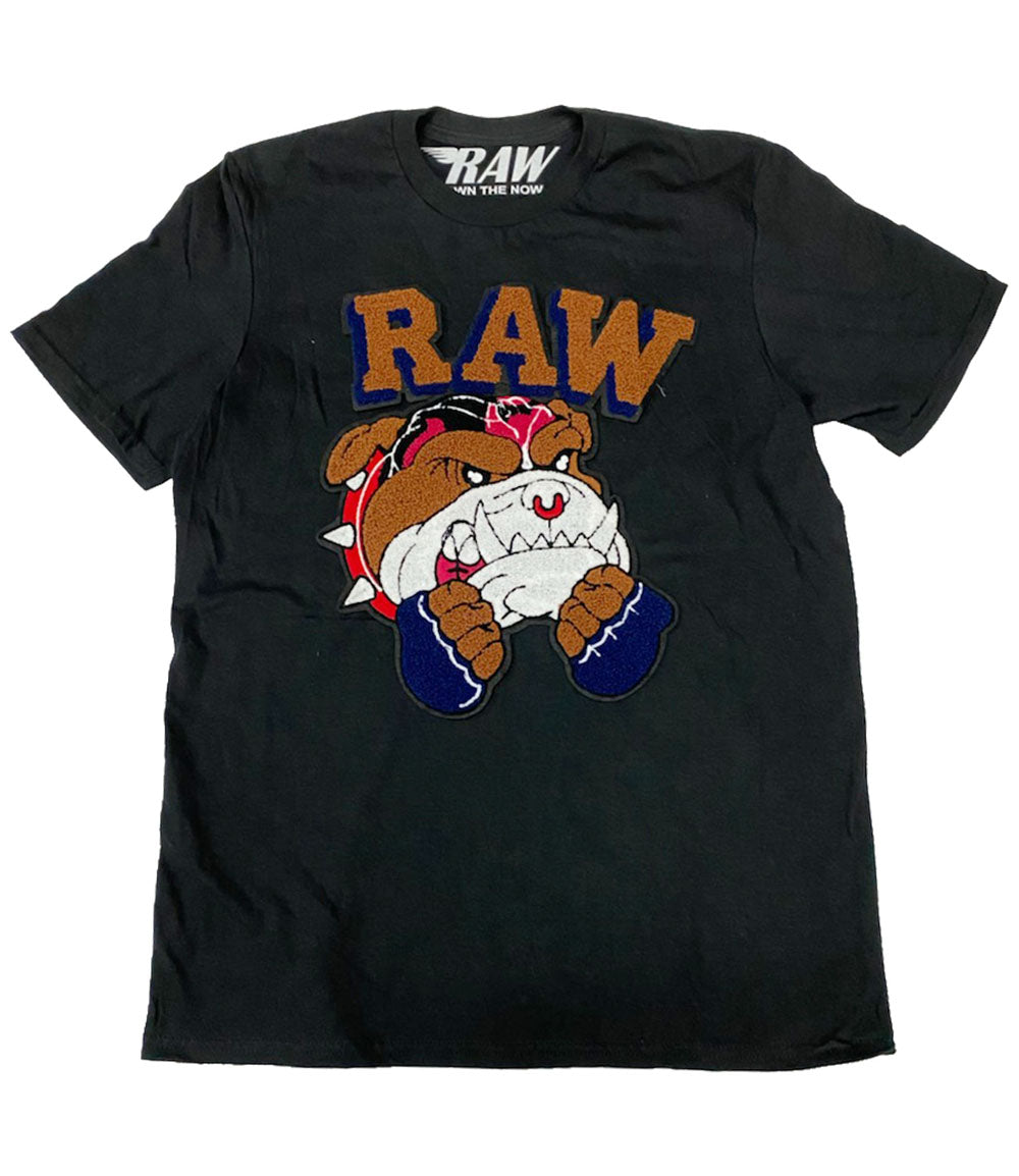 Men Bulldog Chenille Crew Neck - Black - Rawyalty Clothing