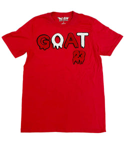 Men GOAT Red/White Chenille Crew Neck - Red - Rawyalty Clothing