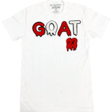 Men GOAT Red/White Chenille Crew Neck - White - Rawyalty Clothing