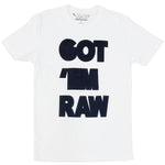 Men GOT "EM RAW Black Chenille Crew Neck - White - Rawyalty Clothing