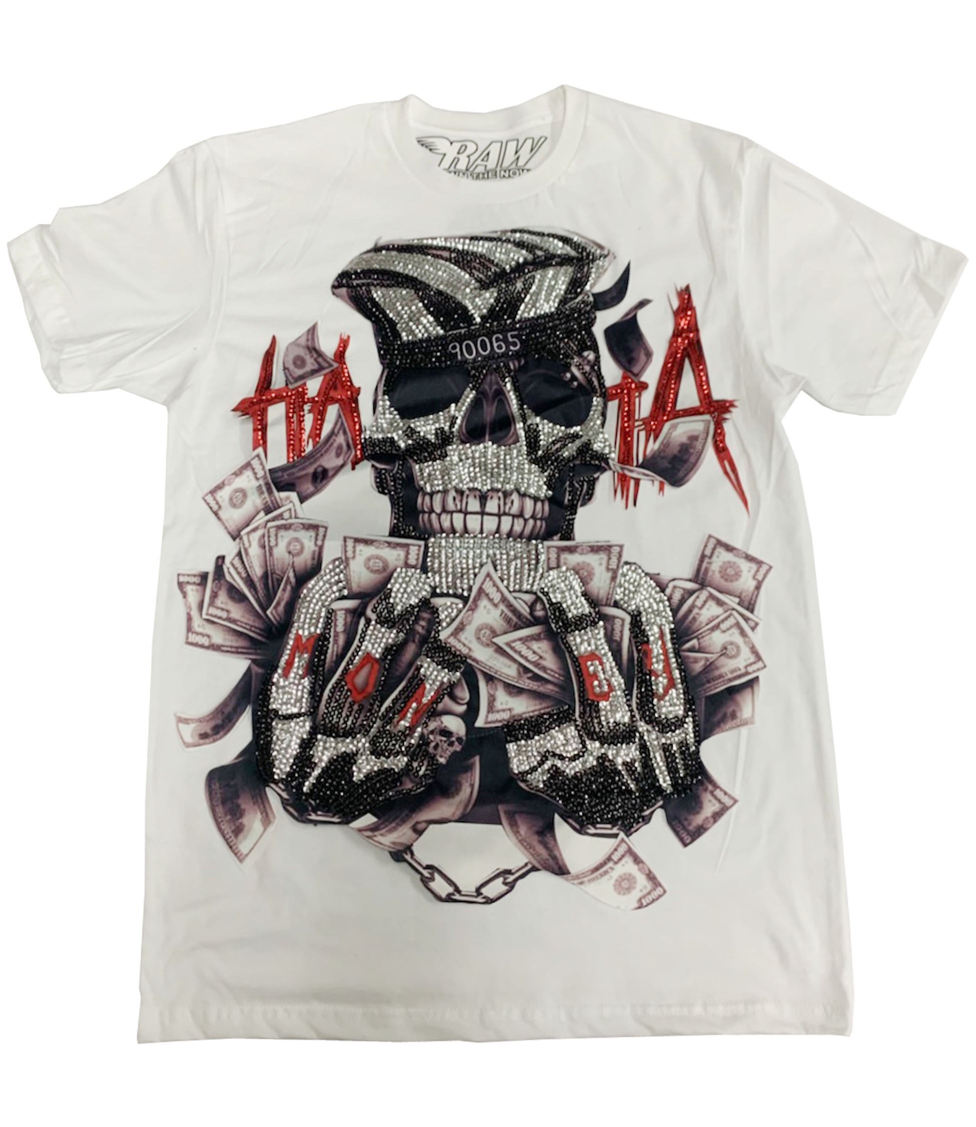 Men HATA Skull Sequin Hand Made Crew Neck - Rawyalty Clothing