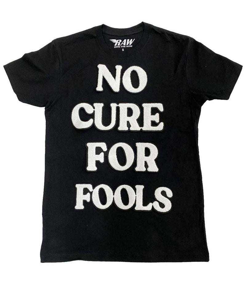 Men No Cure For Fools Chenille Crew Neck - Black - Rawyalty Clothing